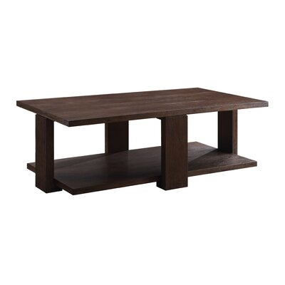 Hoskins Solid Wood Floor Shelf Coffee Table with Storage - Image 0