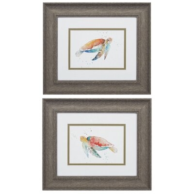 'Sea Turtle' - 2 Piece Picture Frame Painting Print Set - Image 0