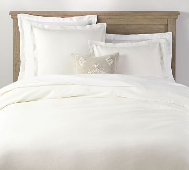 Belgian Flax Linen Double Flange Duvet Cover, King,/Cal. King, Classic Ivory - Image 0