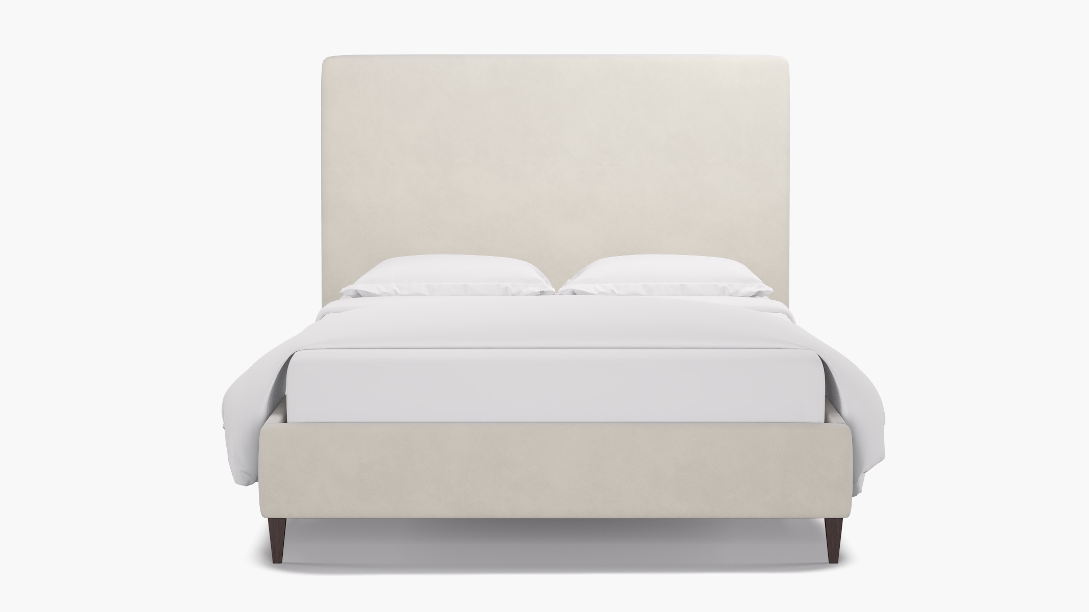 Classic Bed, White Performance Velvet, Espresso Square Tapered Leg, Queen - Image 0