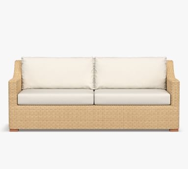 Hampton All-Weather Wicker Sofa with Cushion, Sand - Image 3