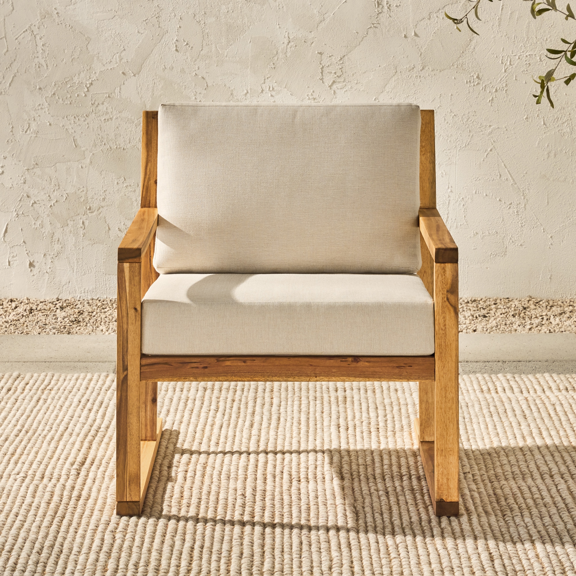 Modern Slat Back Wood Club Chair - Natural - Image 1