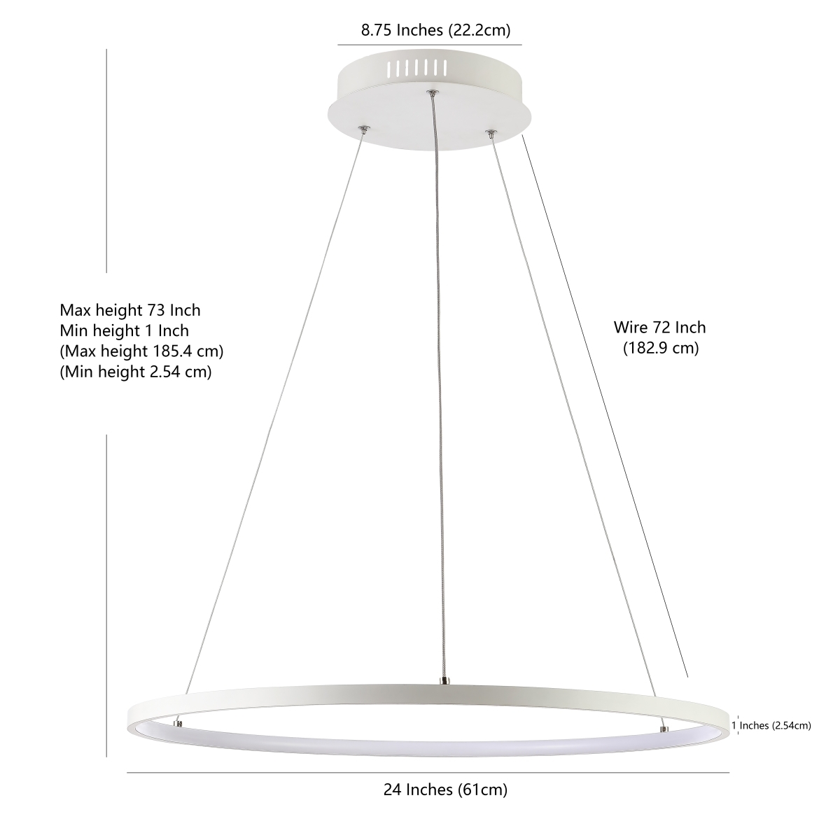 Porta Led 24 Inch Pendant - White - Safavieh - Image 0