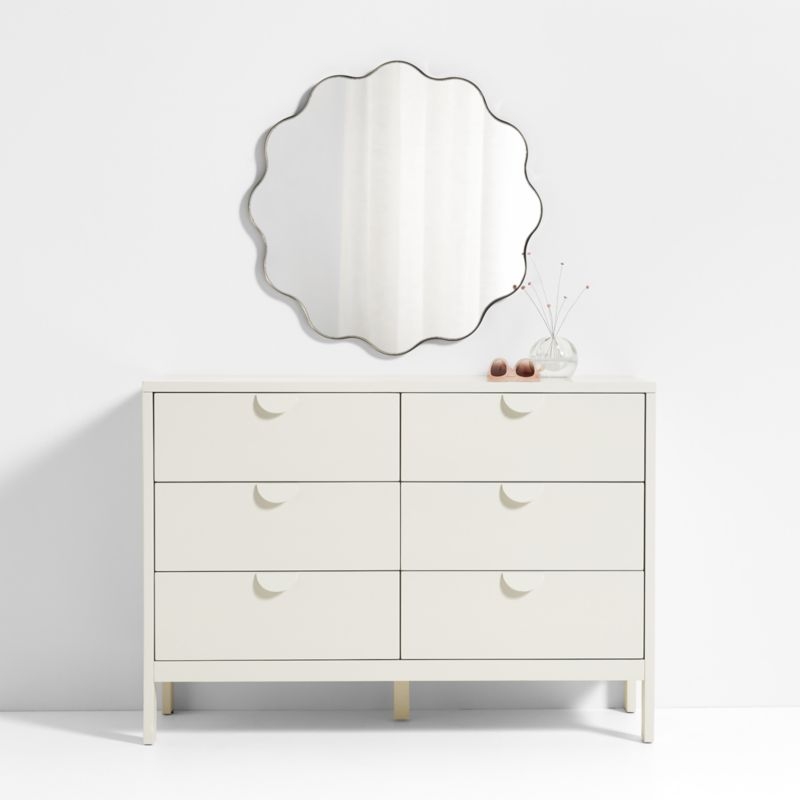 Waveland Brass Metal 30" Round Scalloped Wavy Wall Mirror - Image 5