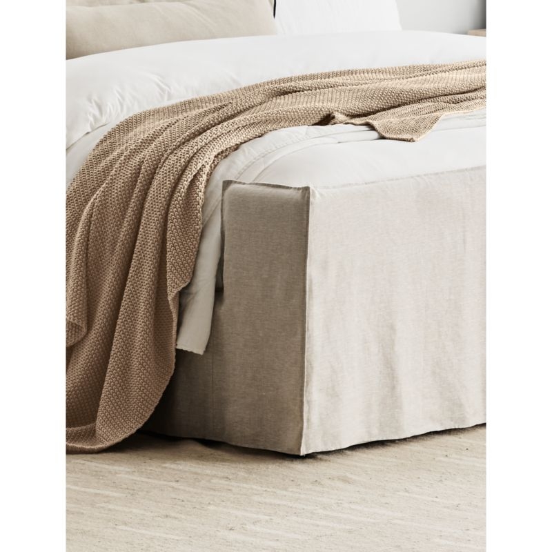 Organic Cotton 80"x80" Sand Beige Chunky Hand-Knit Bed Throw Blanket - Image 3