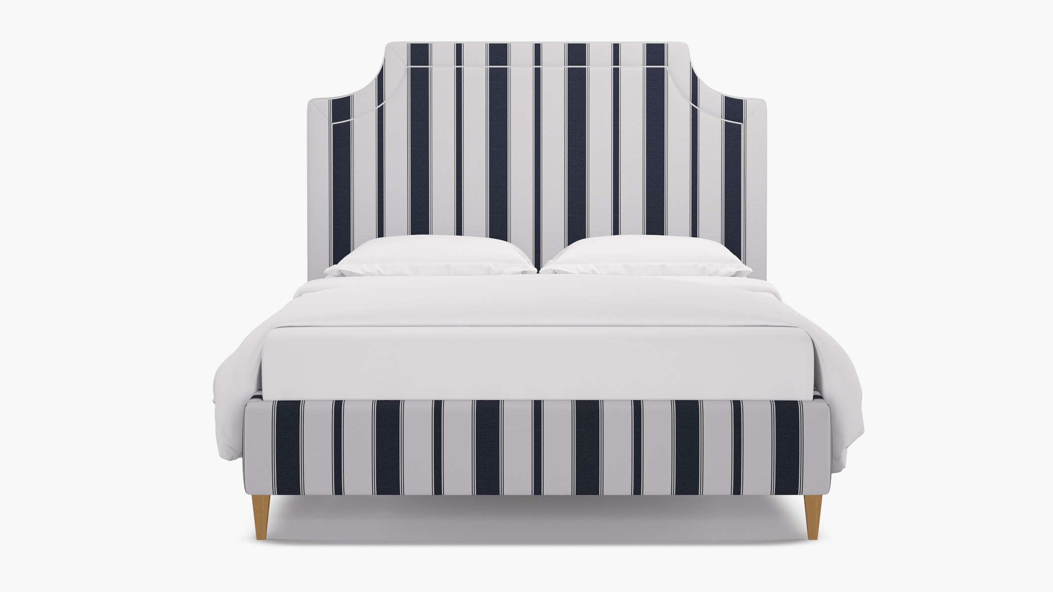 Deco Bed, Navy Clarence Stripe, Natural Square Tapered Leg, Twin - Image 0