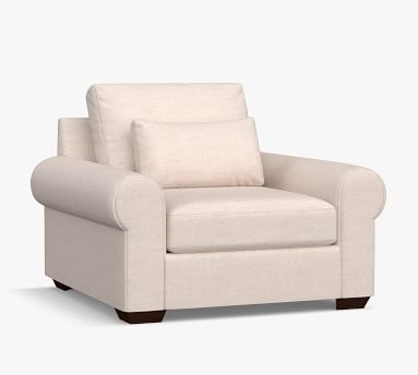 Big Sur Roll Arm Upholstered Deep Seat Armchair, Down Blend Wrapped Cushions, Premium Performance Basketweave Oatmeal - Image 1