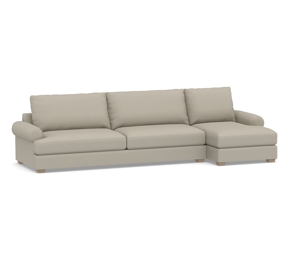 Canyon Roll Arm Upholstered Left Arm Sofa with Chaise Sectional, Down Blend Wrapped Cushions, Performance Boucle Fog - Image 0