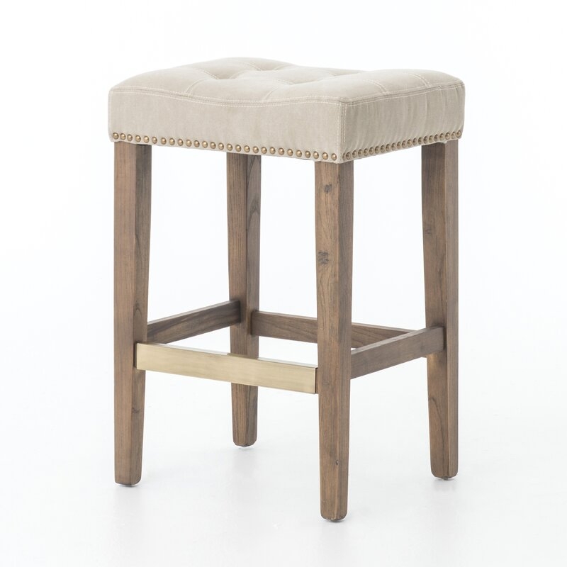 Four Hands Sean 26" Bar Stool Color: Brown, Upholstery: Canvas - Desert - Image 0