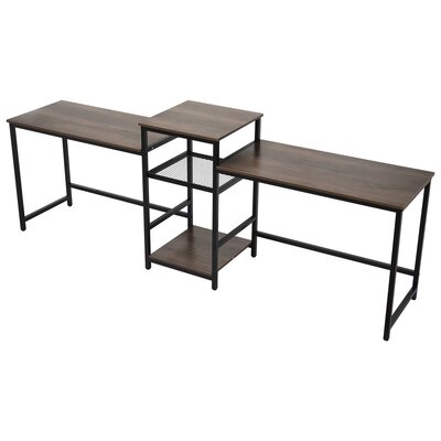 96.9" Two Person Computer Desk Double Workstation With Drawer Large Dual Work Table With Storage Shelves Modern Study Writing Desk For Home Office/ Coffee - Image 0