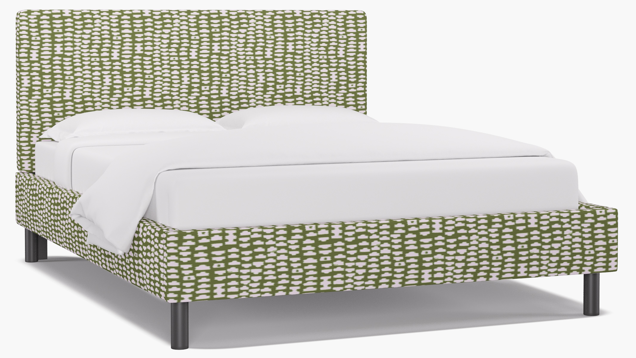 Tailored Platform Bed, Olive Odalisque, Queen - Image 1