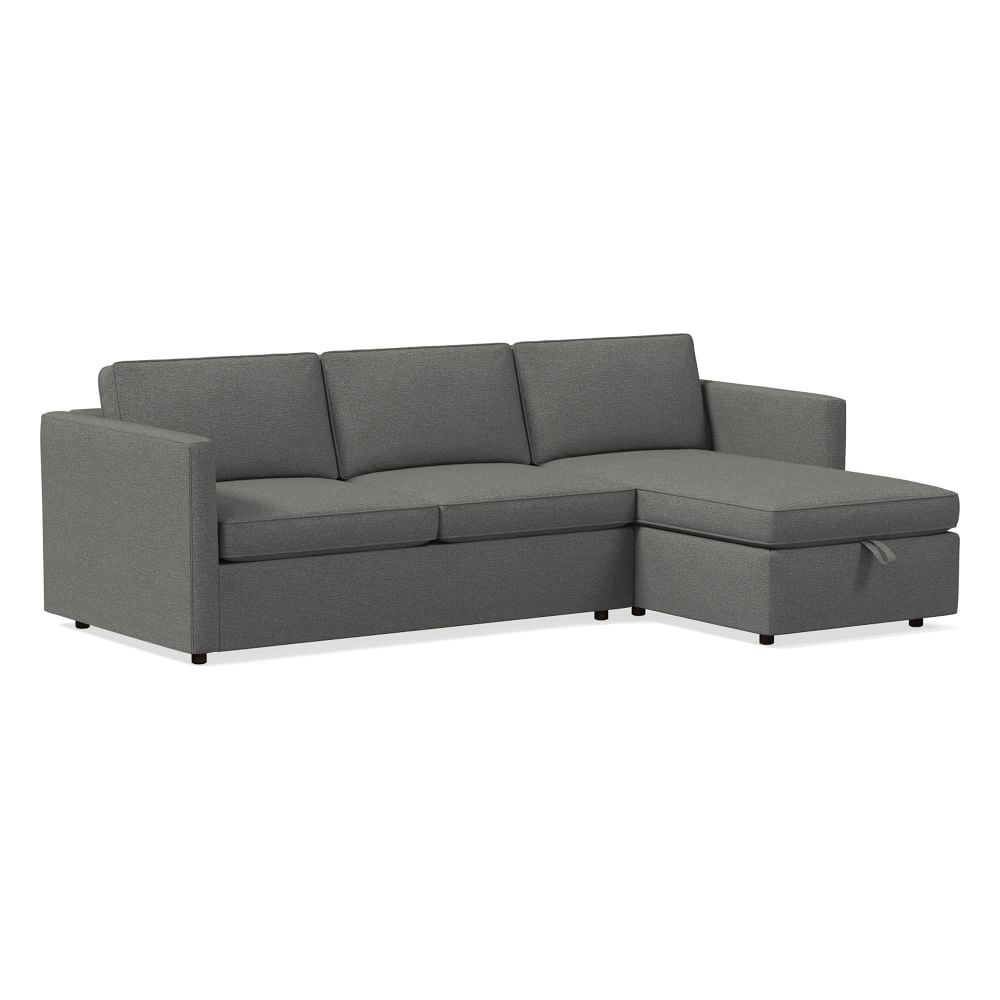 Harris 101" Right Multi Seat 2-Piece Chaise Sectional w/ Storage, Standard Depth, Chenille Tweed, Pewter - Image 0