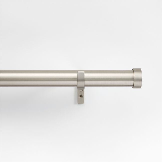 Brushed Nickel 1.5" Standard Curtain Rod and Round End Cap Finials Set 28"-48" - Image 0