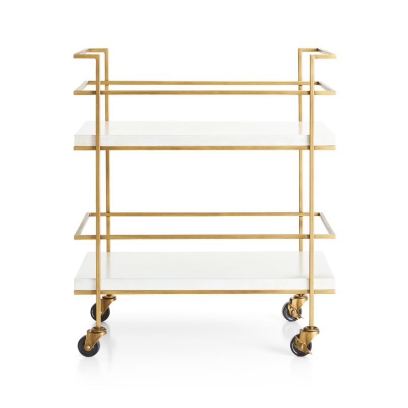 Adina Brass Cart with White Concrete Shelves - Image 2