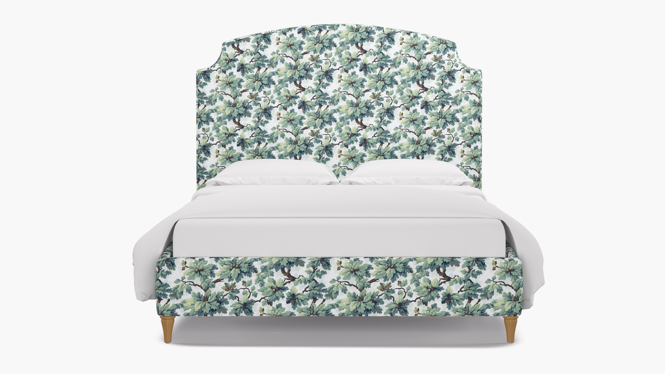 Cove Bed, Sage Woodland, Natural Decorative Tapered Leg, King - Image 0