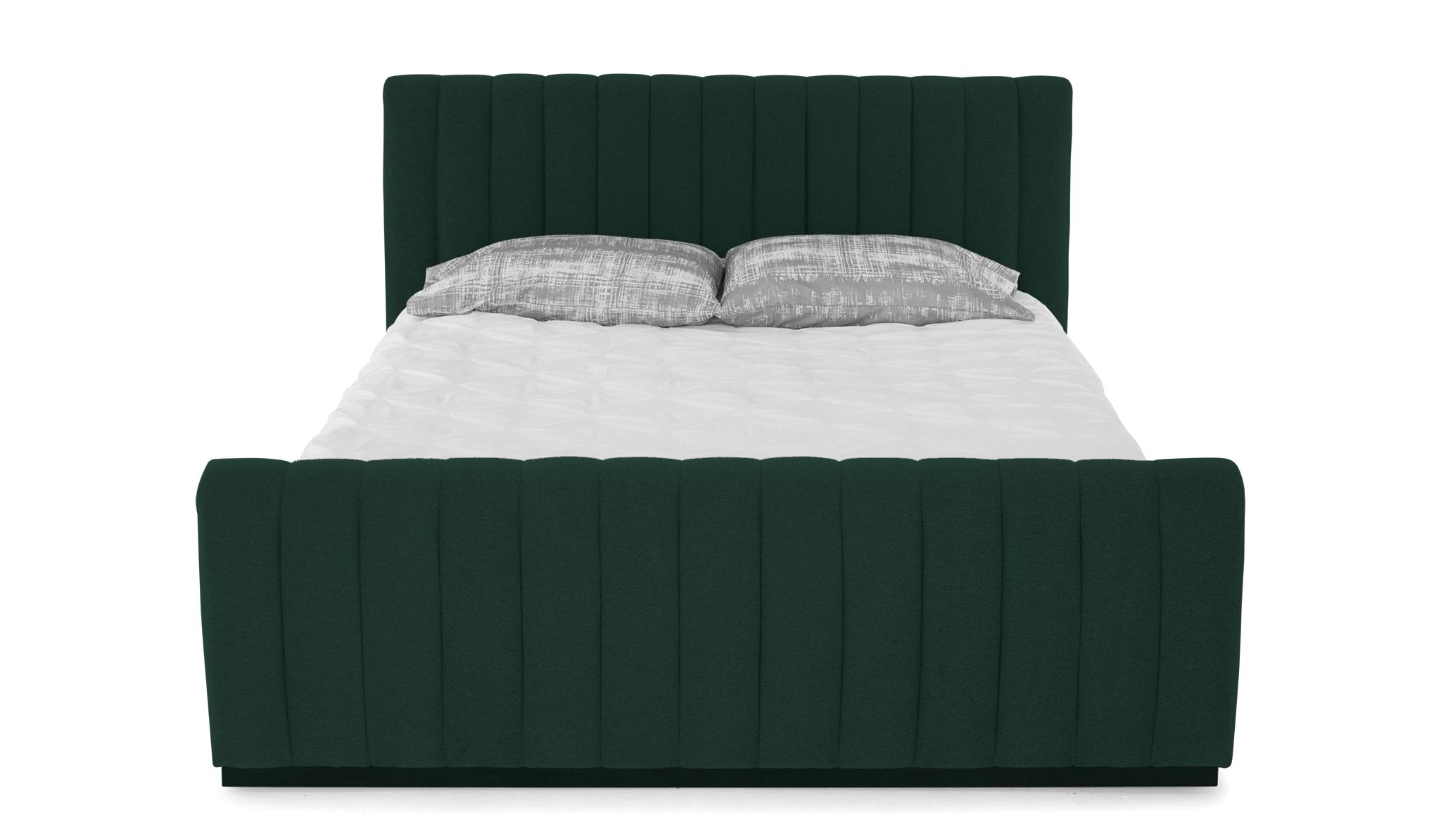 Green Camille Mid Century Modern Bed - Royale Evergreen - Mocha - Eastern King - Image 0