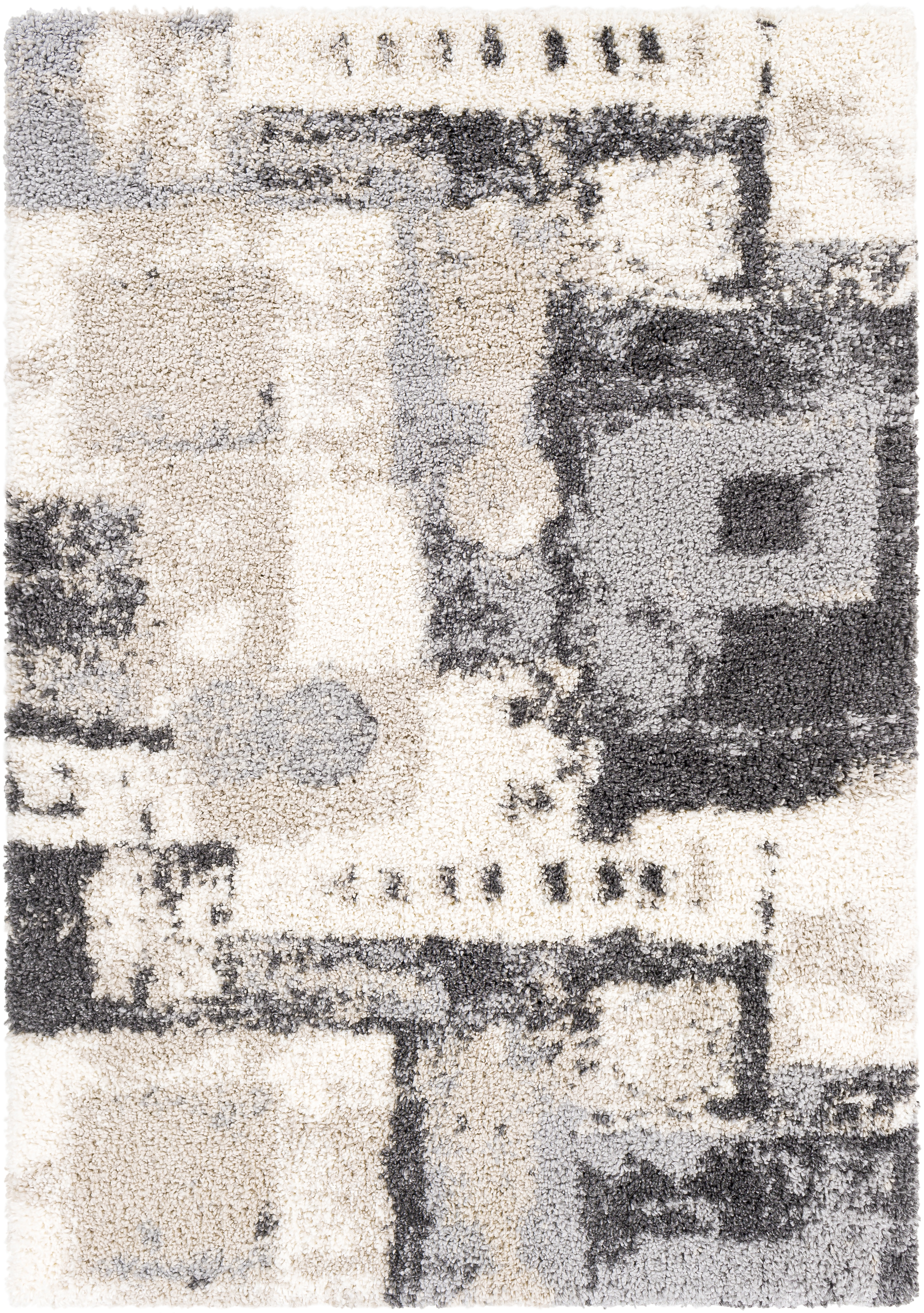 Eskimo Shag Beige Indoor 6'7" x 9' Machine Woven Rug - Image 0