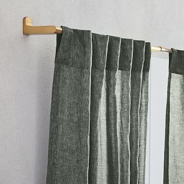 European Flax Linen Melange Curtain - Olive - Image 2