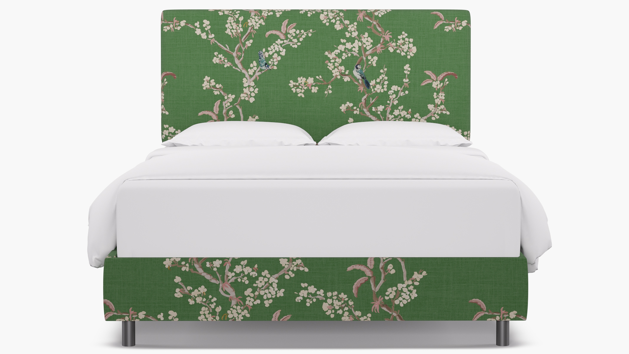 Square Back Bed, Jade Cherry Blossom, Queen - Image 0