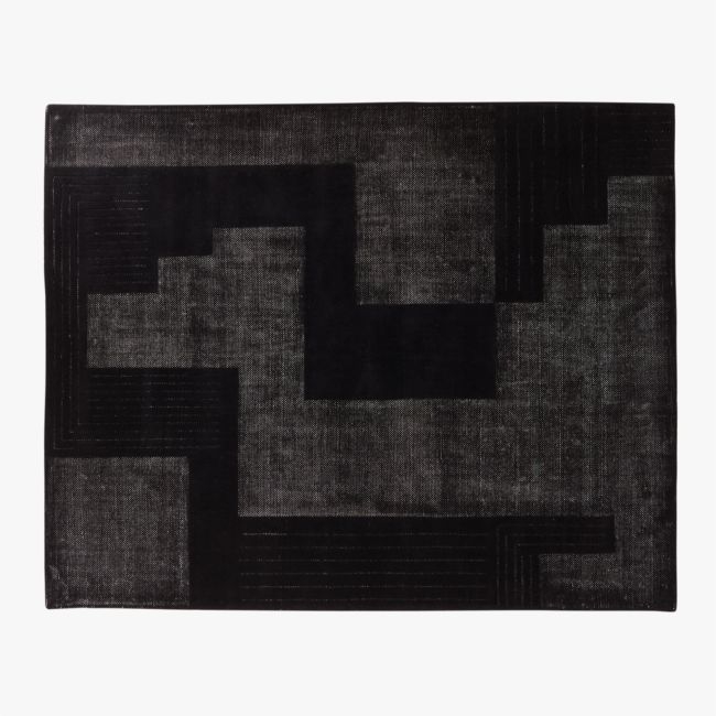 Larso Hand-Tufted Black Wool-Blend Area Rug 8'x10' - Image 0