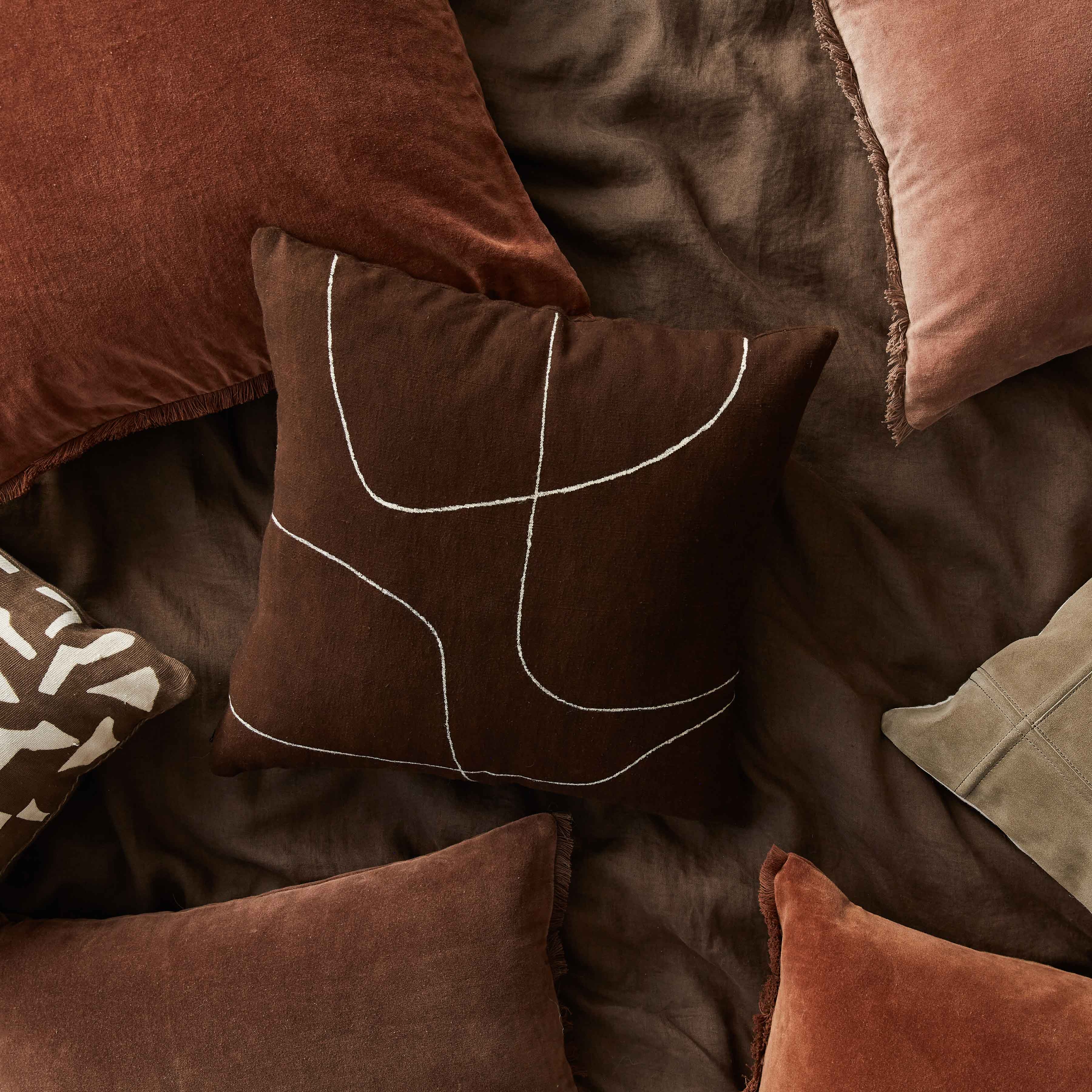 The Citizenry Lueur Mud Cloth Pillow | 18" x 18" | Brown - Image 3