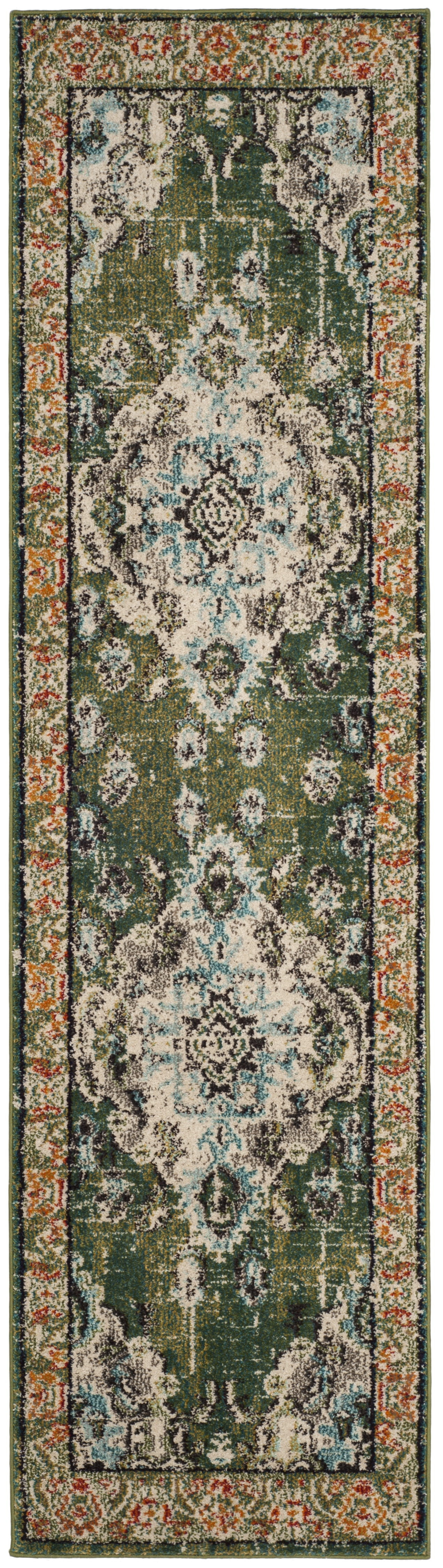Arlo Home Woven Area Rug, MNC243F, Forest Green/Light Blue,  2' 2" X 6' - Image 0
