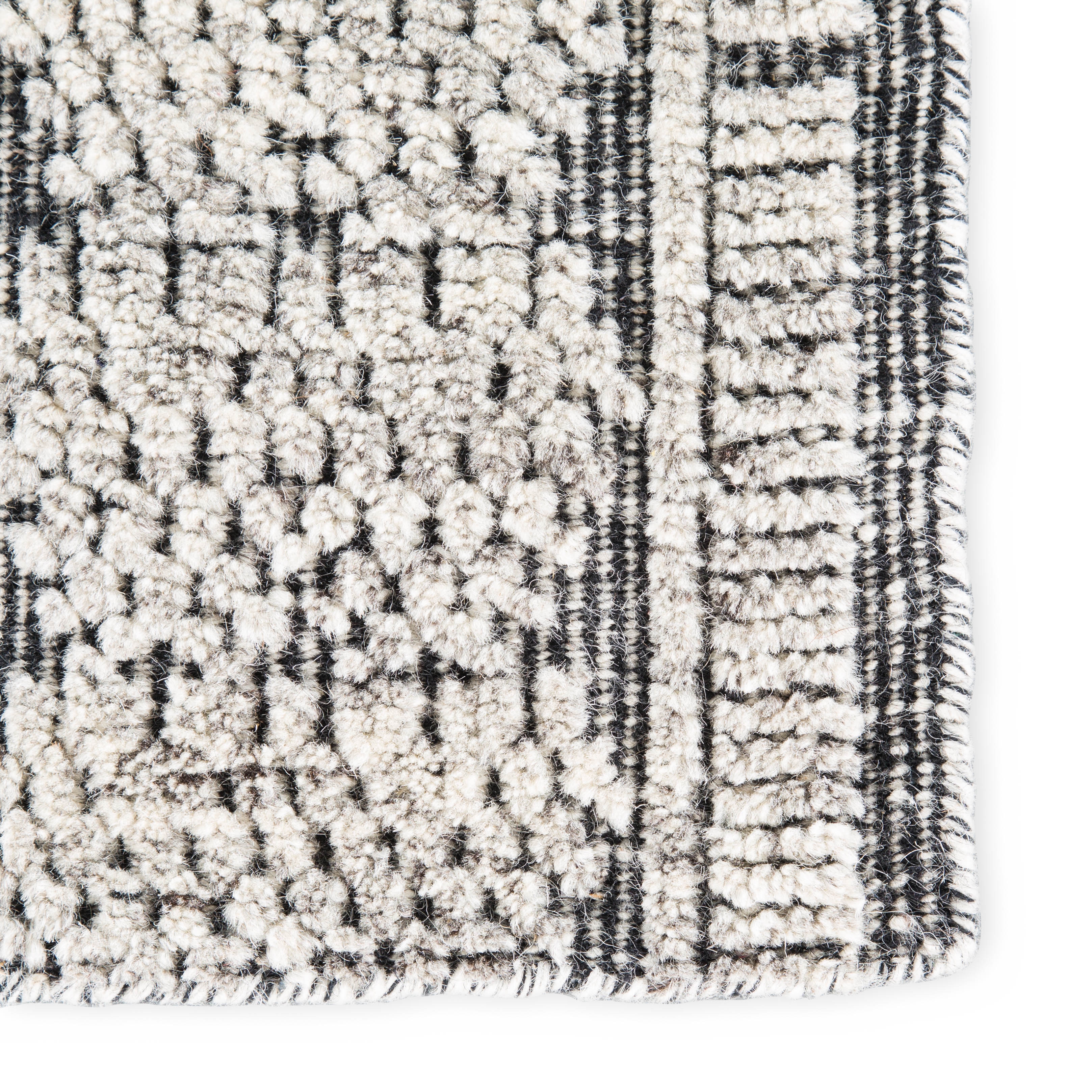 Torsby Hand-Knotted Geometric Black/ Ivory Area Rug (5' X 8') - Image 3