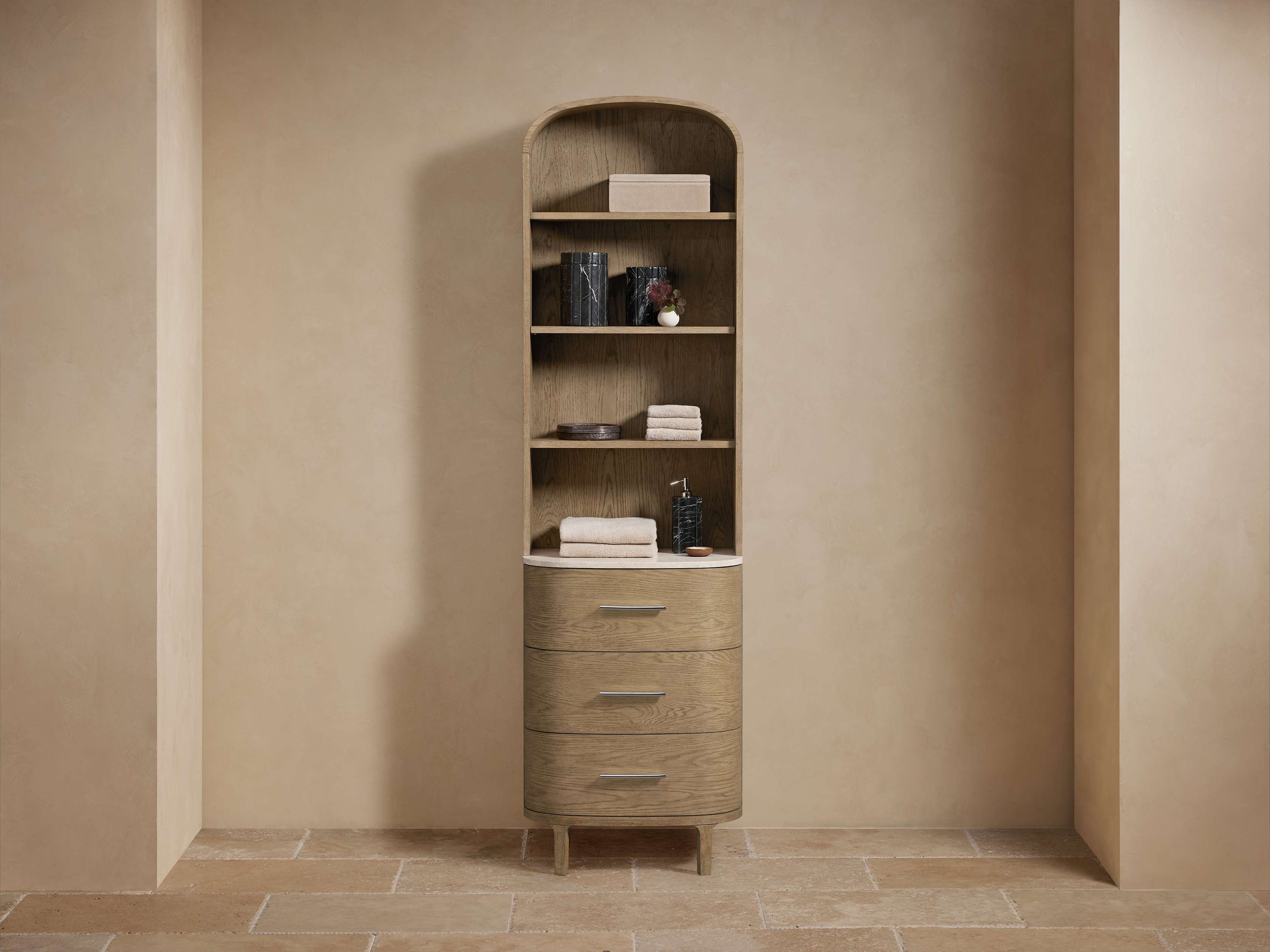 Danny Bath Cabinet in Wood Natural  Royal Cream/Fawn Nickel - Image 0