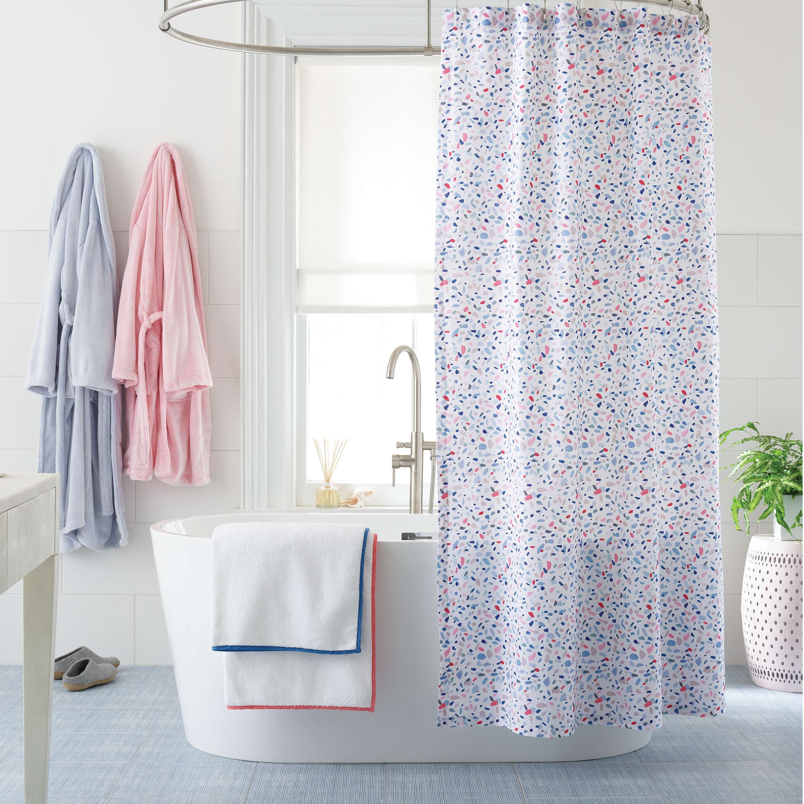 Signature Banded White/French Blue Towel - Image 1