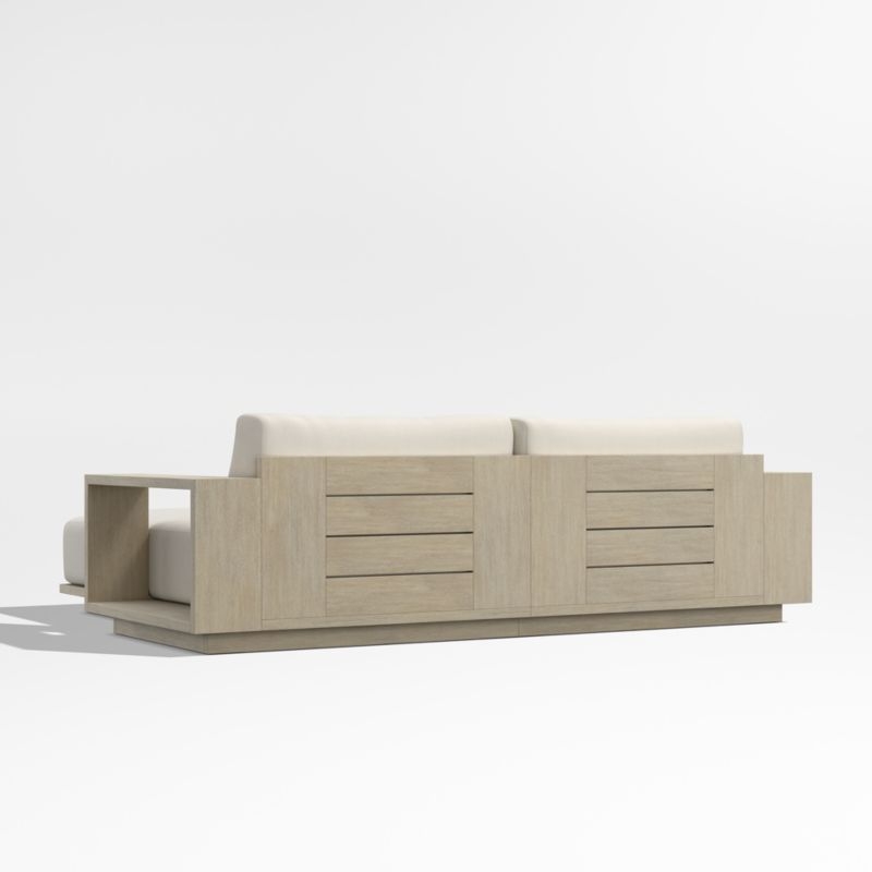 Mallorca 86" Wood Double-Chaise Outdoor Daybed with Ivory Cushions - Image 3