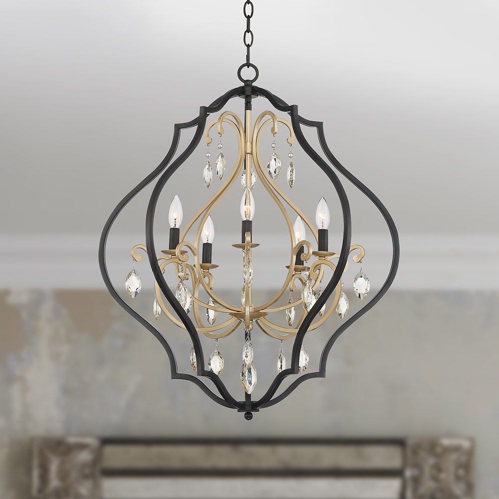 Barnes and Ivy Clara 26 1/2"W Black & Soft Gold 5-Light Chandelier - Image 0