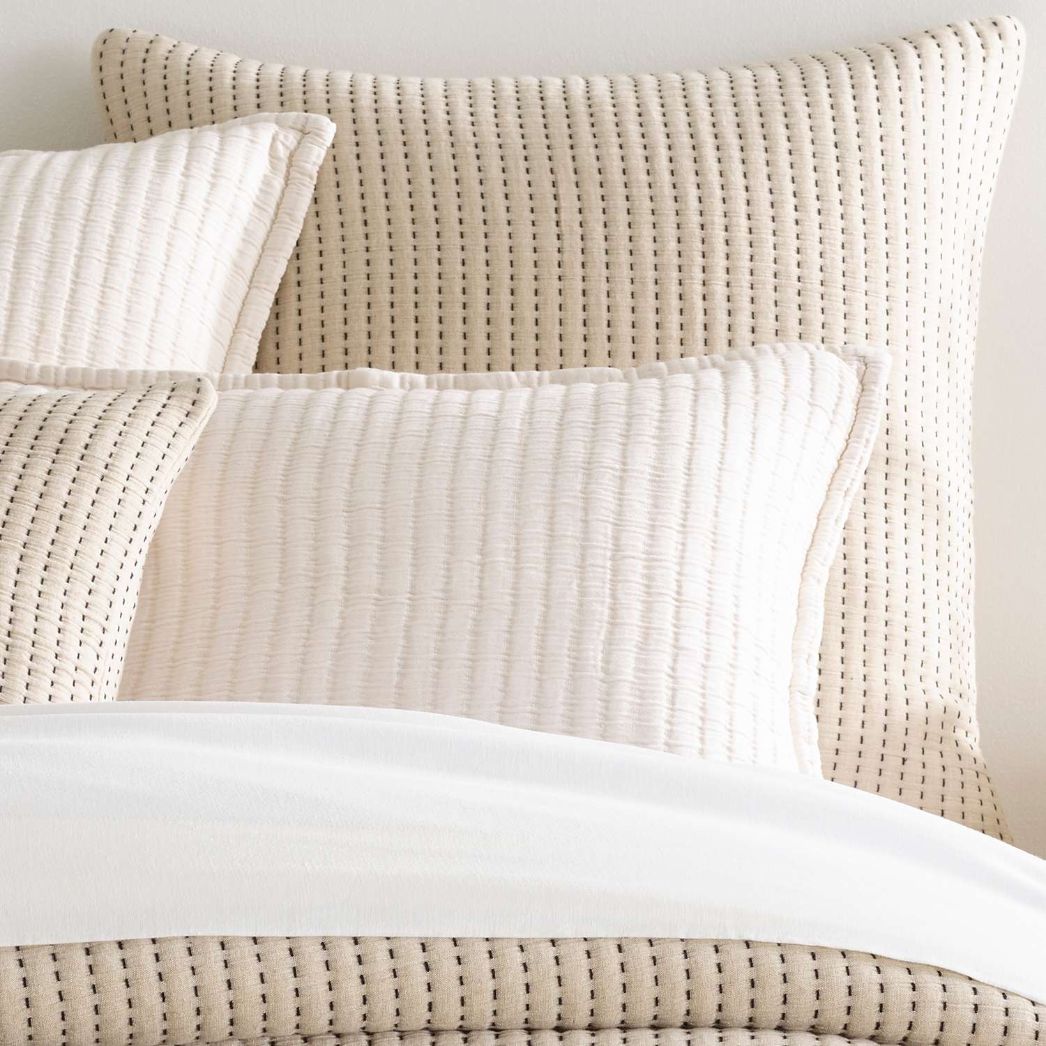Pick Stitch Natural Matelasse Sham - Image 0