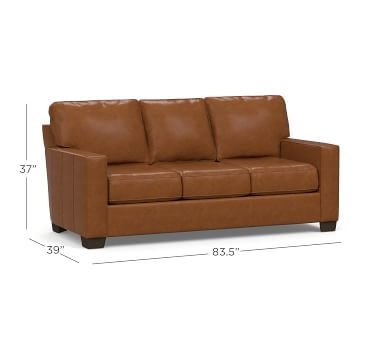 Buchanan Square Arm Leather Sofa 83.5", Polyester Wrapped Cushions, Statesville Toffee - Image 3