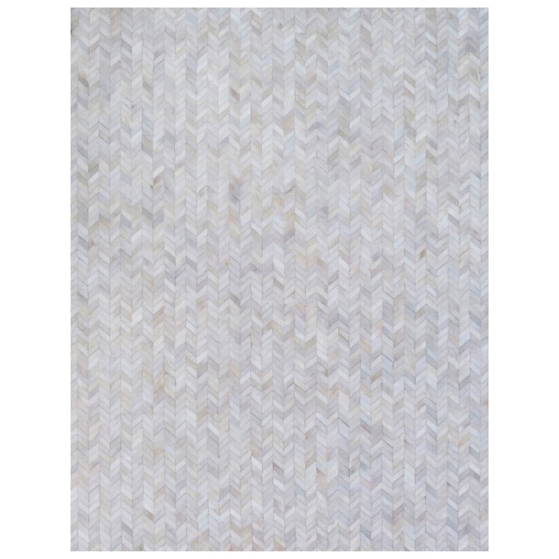 EXQUISITE RUGS Mosaic Leather Chevron Hand-Stitched Ivory Area Rug - Image 0