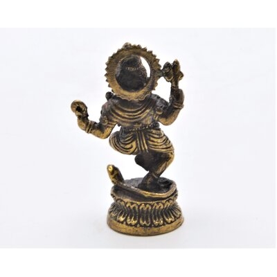 1.25 Inch Tall Dancing Ganesh With Snake. Fine Hand Details With Silver Patina. - Image 0