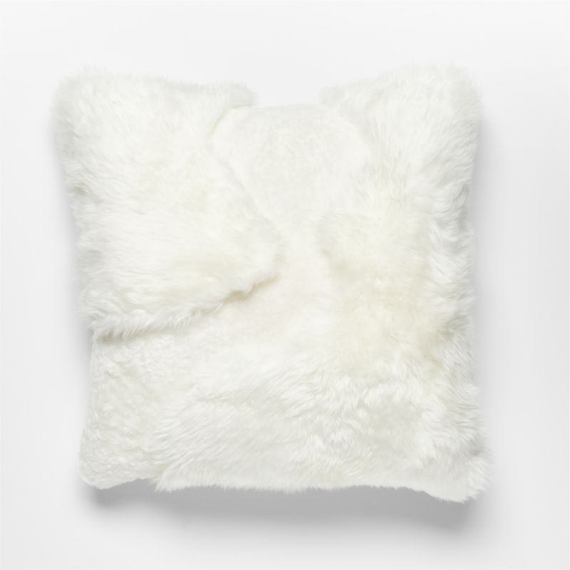 Connect White Sheepskin Fur Throw Pillow with Feather-Down Insert 20" - Image 3