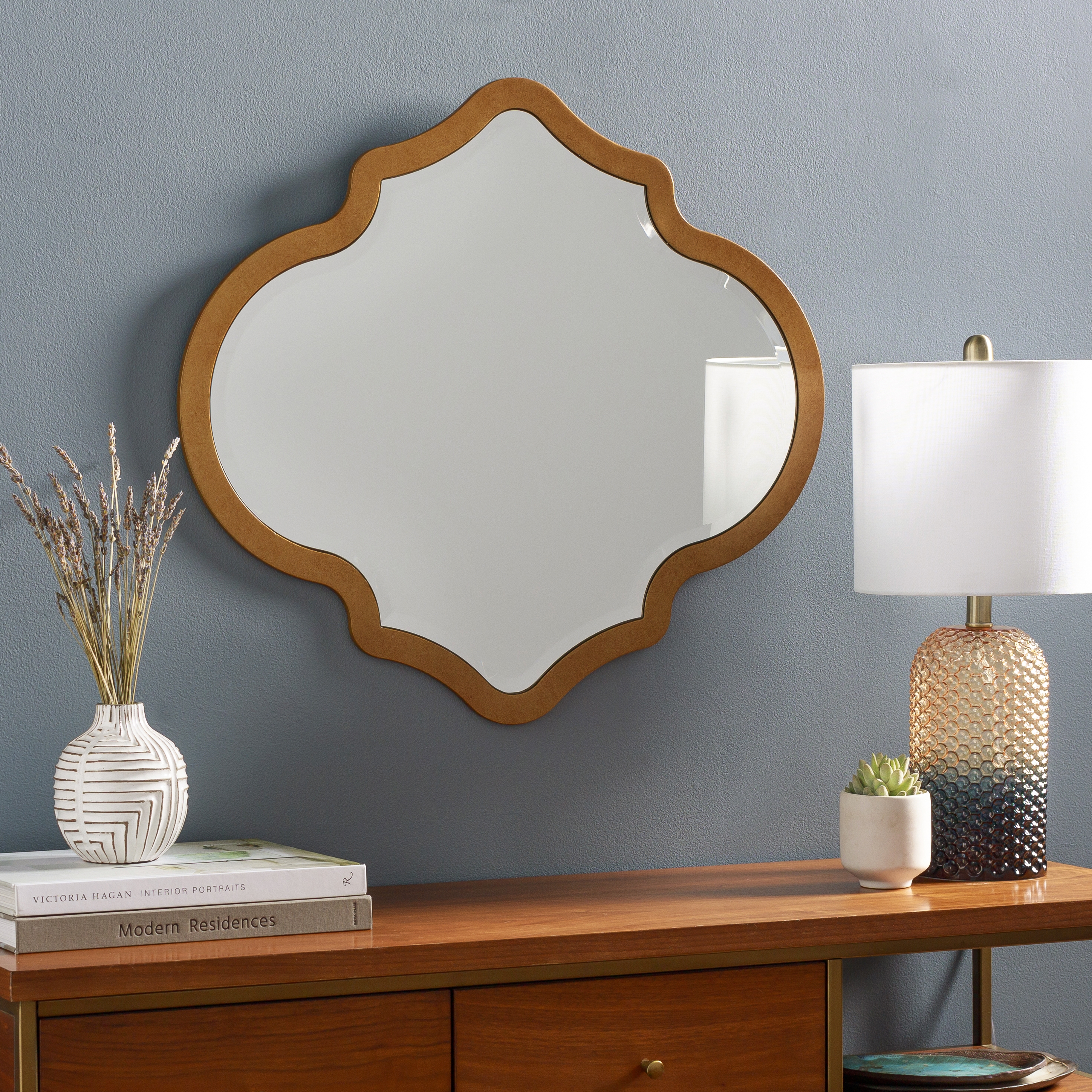 Quatrefoil Gold 26"H x 28"W x 0.4"D Mirror - Image 1