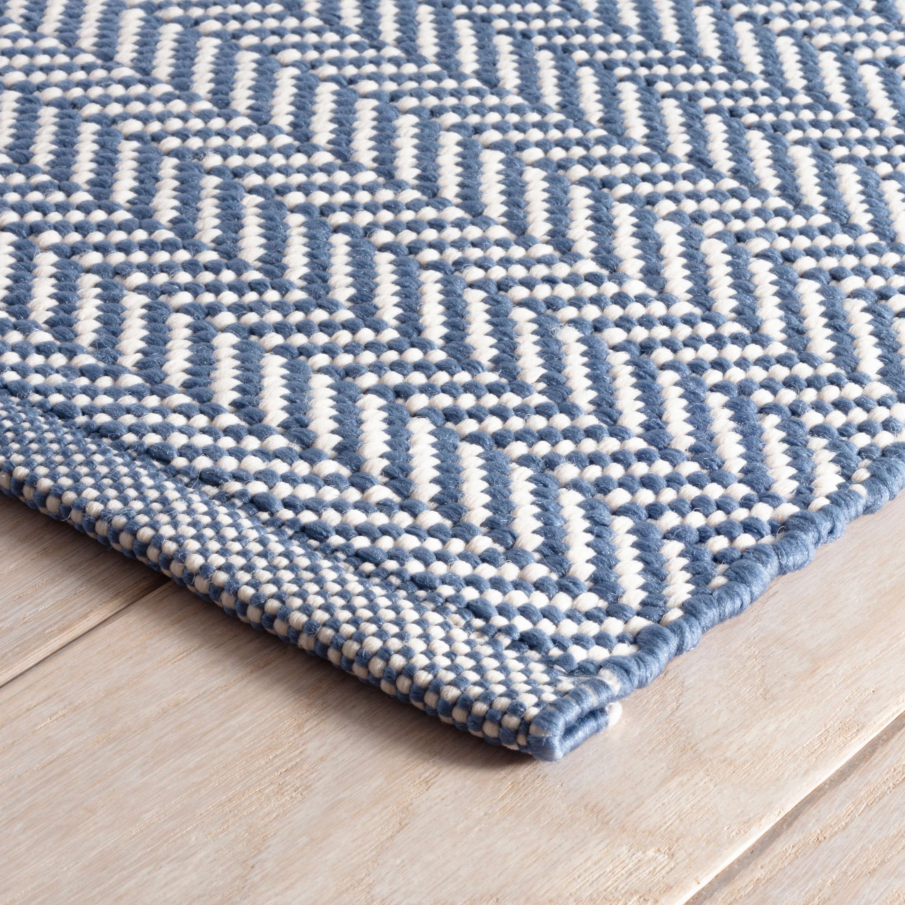 Herringbone Denim/Ivory Handwoven Indoor/Outdoor Rug - Image 2