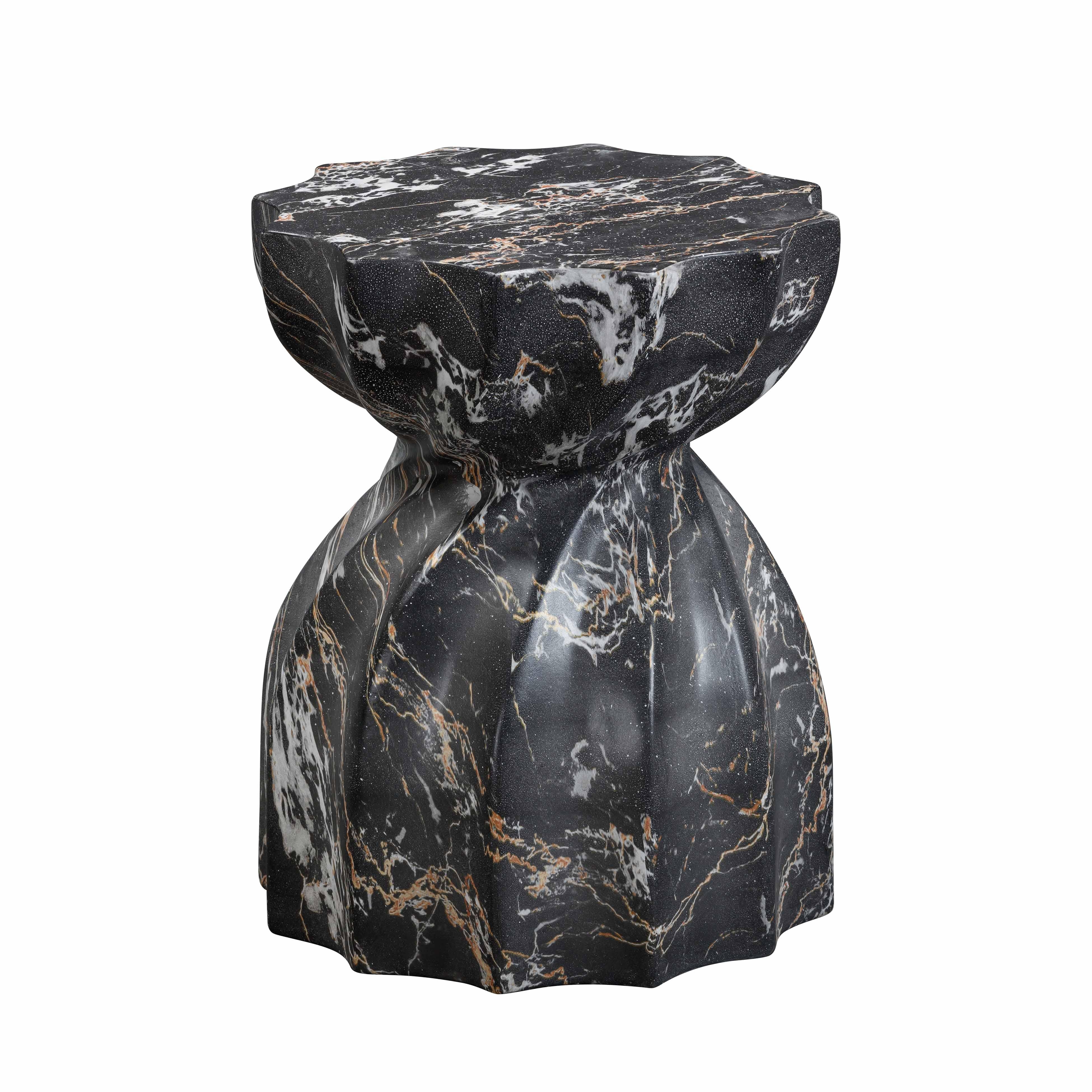 Saylor Black Faux Marble Indoor / Outdoor Concrete Stool - Image 0