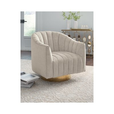 Neveah 29.5" Wide Polyester Swivel Barrel Chair - Image 0