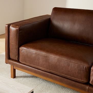 Dekalb 85" Sofa, Ludlow Leather, Navy, Acorn - Image 3