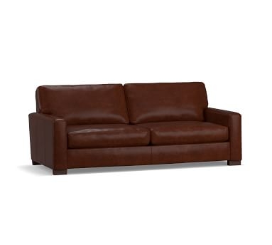 Turner Square Arm Leather Sleeper Sofa 2-Seater 82.5", Down Blend Wrapped Cushions, Performance Carbon - Image 5