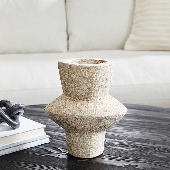 Ceramic Totem Vase, Gray, Medium - Image 0