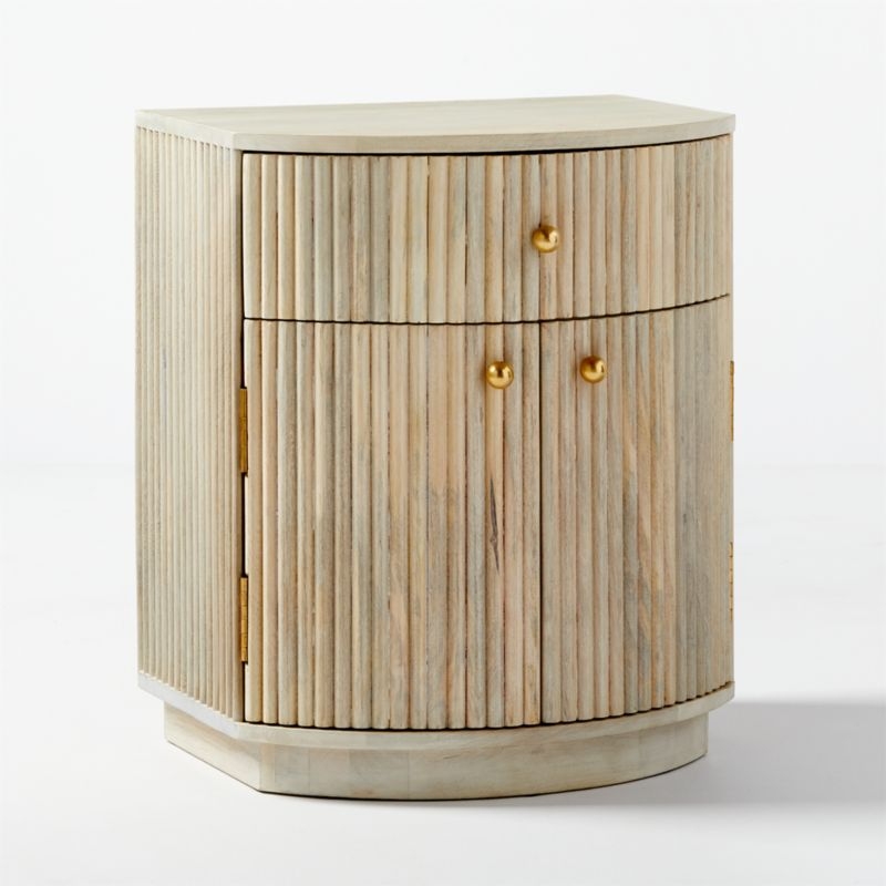 Cameo Curved Whitewashed Wood Nightstand with Drawer - Image 7