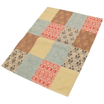 One-of-a-Kind Stricker Hand-Knotted 2010s Collage Khaki/Light Blue 5'7" x 7'7" Chenille Area Rug - Image 0