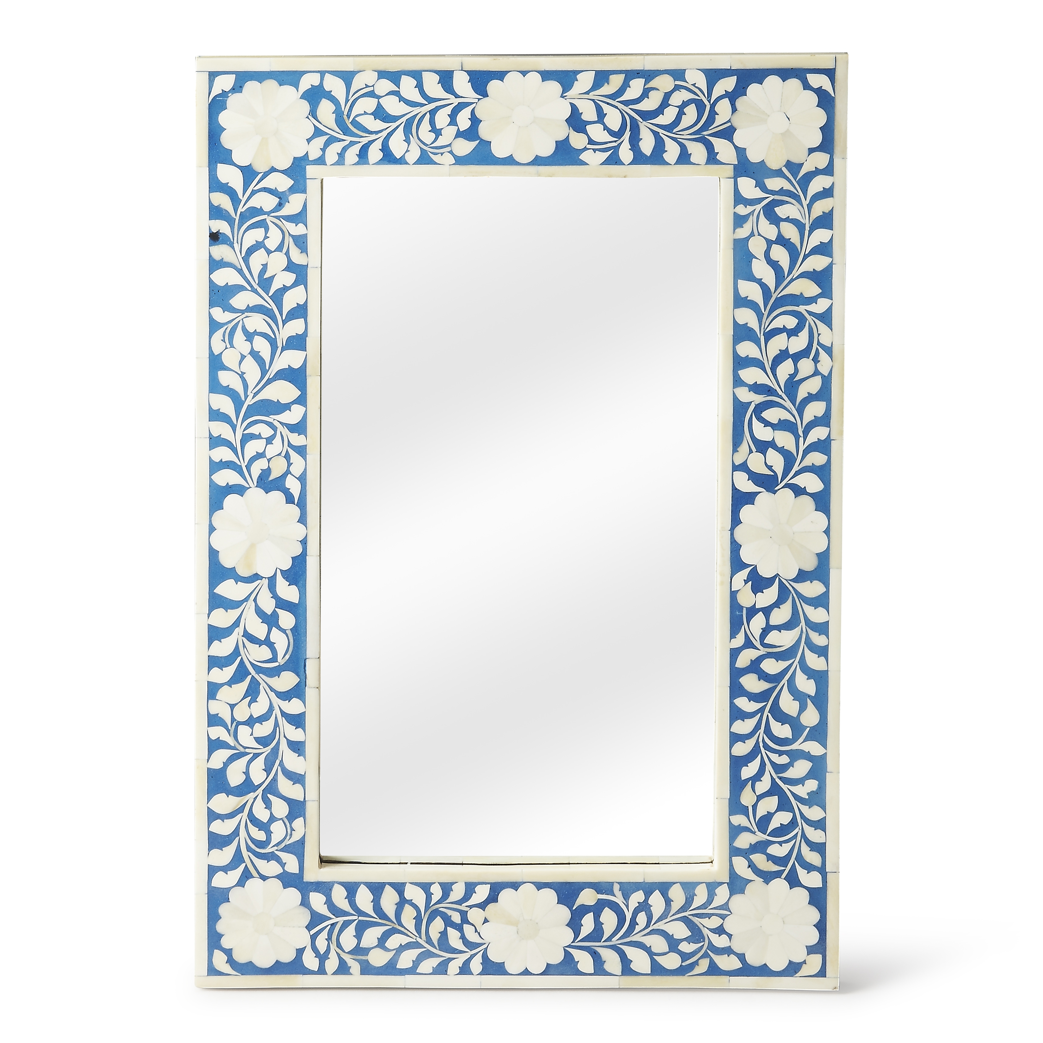Vivienne Blue and White Bone Wall Mirror - Image 0