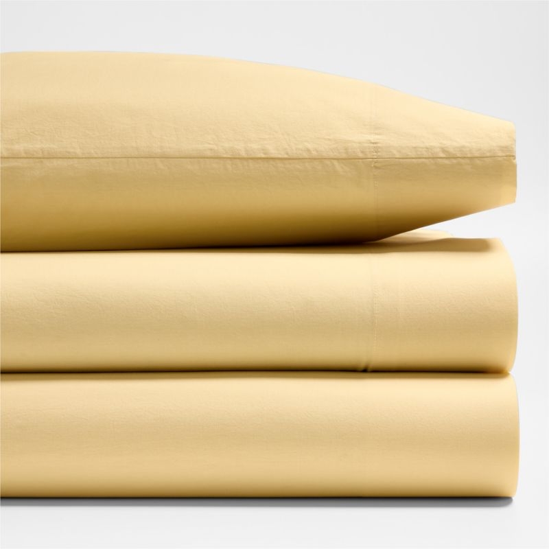 Cozy Cloud Straw Yellow Washed Organic Cotton Kids Full Sheet Set - Image 2
