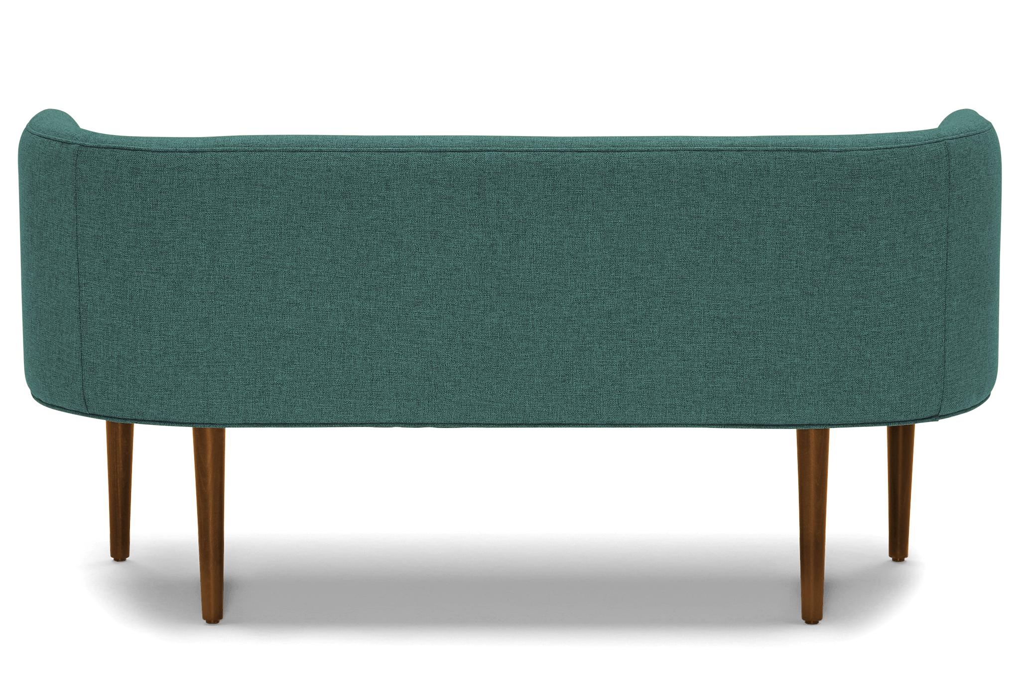 Green Elsie Mid Century Modern Bench - Essence Aqua - Mocha - Image 4