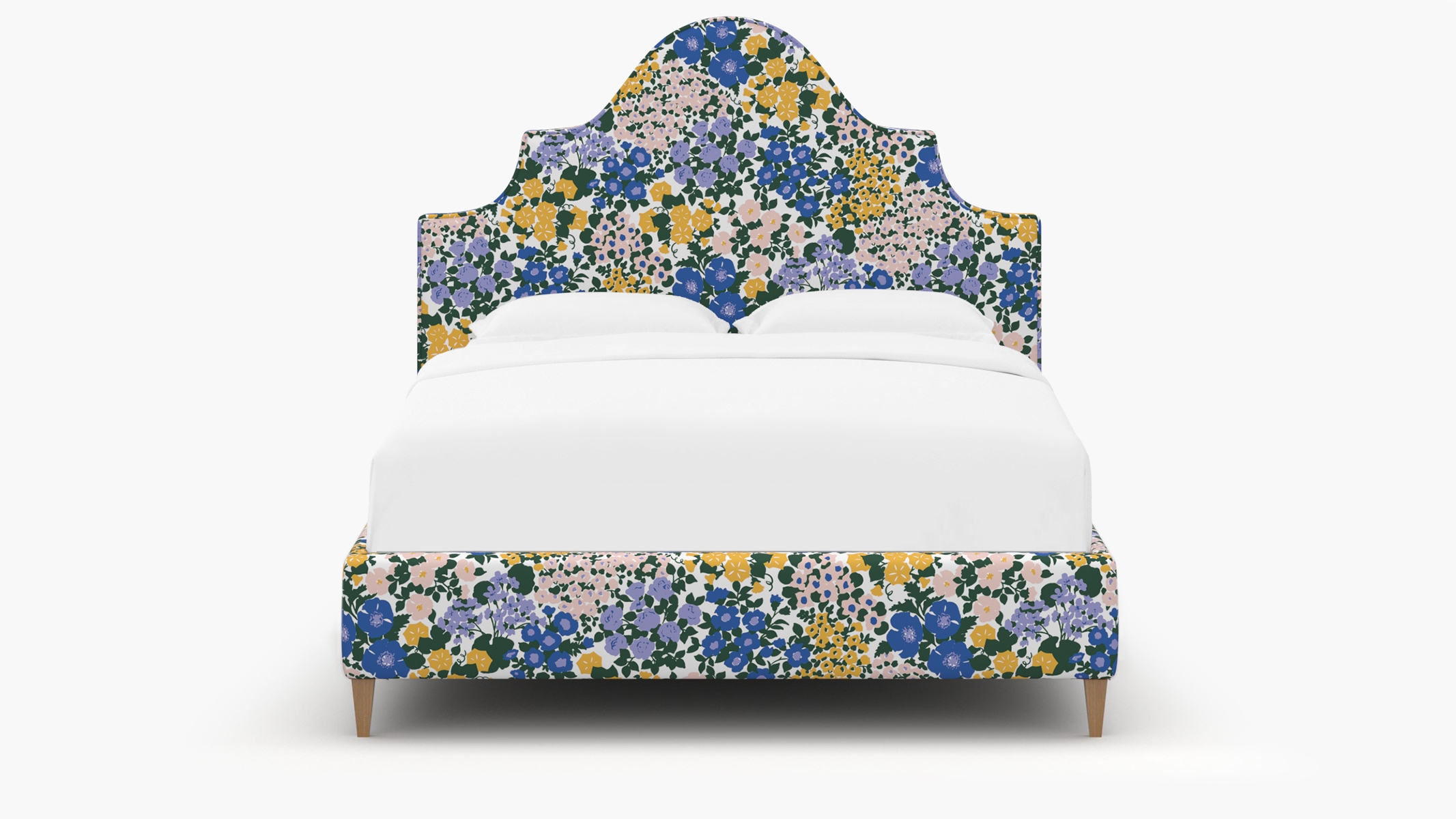 Statement Bed, Lavender Million Flowers, Natural Square Tapered Leg, Twin - Image 0
