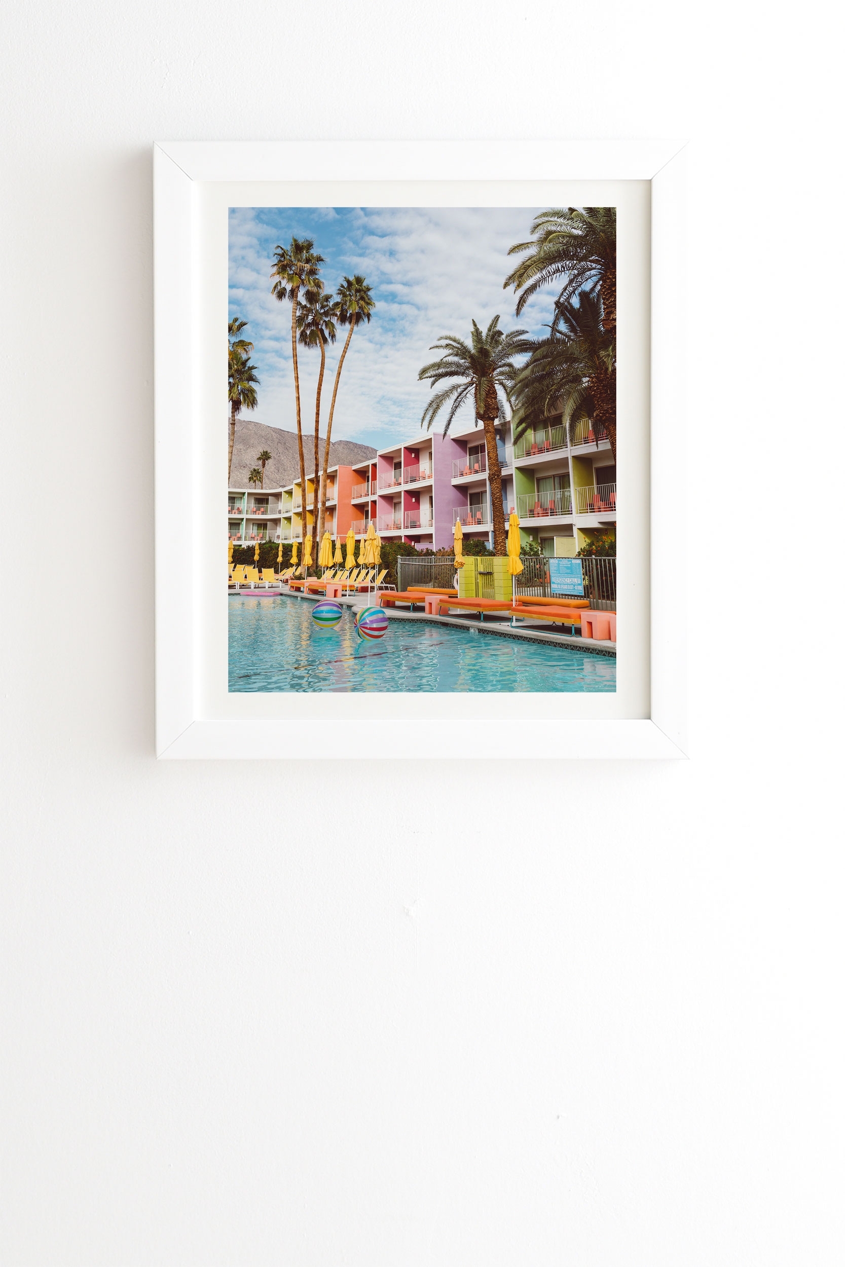 Palm Springs Pool Day Vii by Bethany Young Photography - Framed Wall Art Basic White 20" x 20" - Image 0